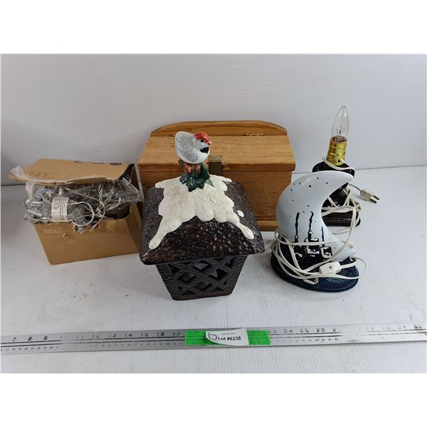 Christmas Tree Lights, Candle Lantern, Desk Lamps, Wooden Box
