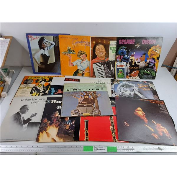 Assorted Vinyl Records - Sesame Disco, Pat Benatar, Robin Harrison, Misc