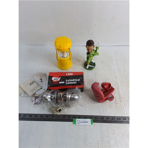 LED Lantern, LSDA Door Knob Set, Master Lock Mechanism w/Key, Rush "Mark Matthews" Bobble Head