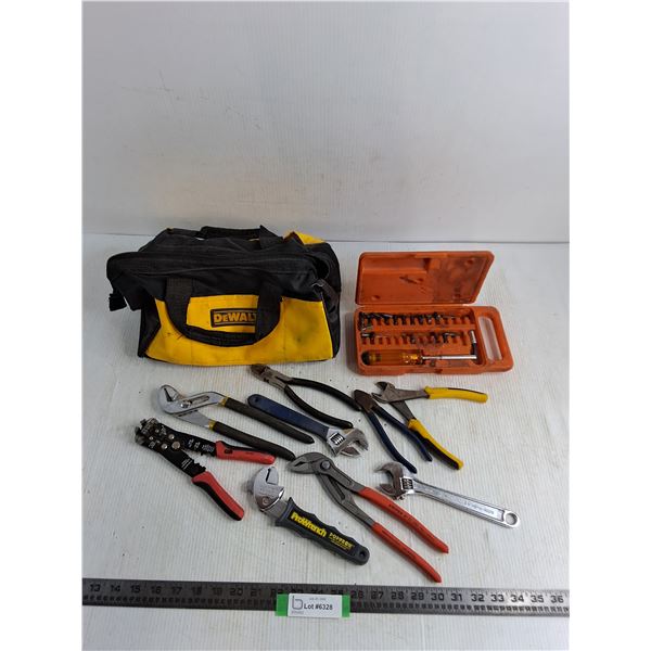 Dewalt Tool Bag w/Assorted Wrenches, Snips, Wire Cutters, Screwdriver Set