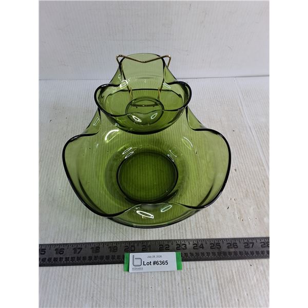 MCM Green Glass Serving Set