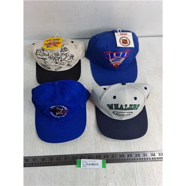 (4) Adult Hockey Themed Ball Caps - 2 Are New