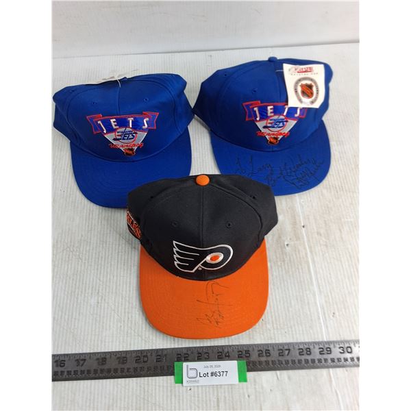 (3) Adult NHL Ball Caps - 2 Are Autographed