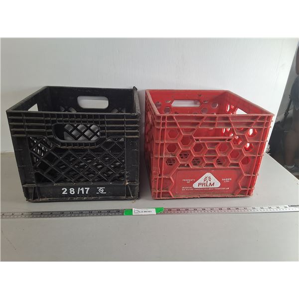 (2) Plastic Milk Crates 13" x 13" x 11"- Can't Ship