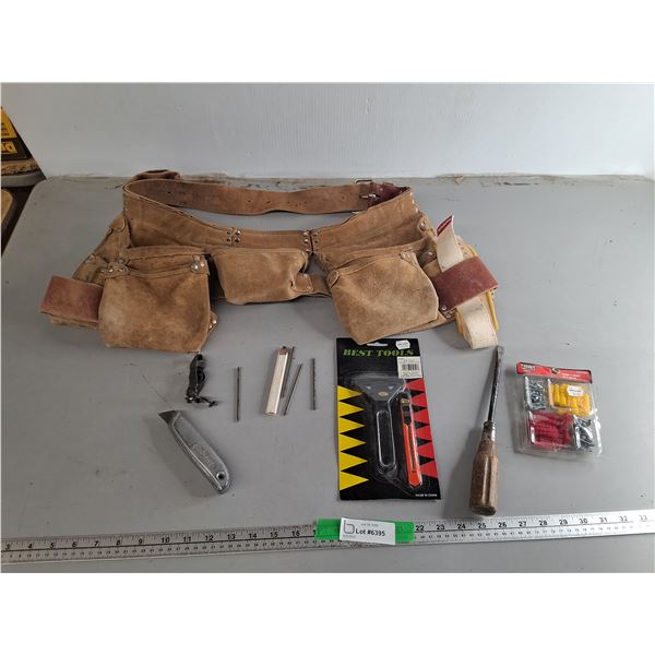 Leather Toolbelt, Screws & Anchor Kit, Screwdriver, Misc.