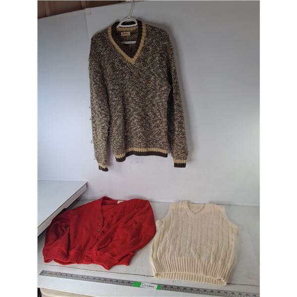 (2) Knit Sweaters- M & L & Sweater Vest- Approx. S