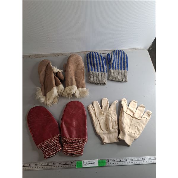 (3) Pairs of Mittens- M & Work Gloves- L