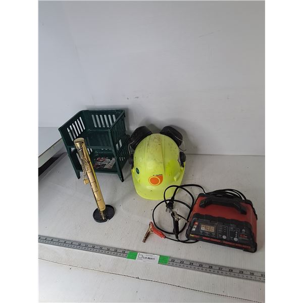 EverStart Smart Charger- Powers On, Hard Hat with Hearing Protection- As Is, Loonie Counter, Misc.