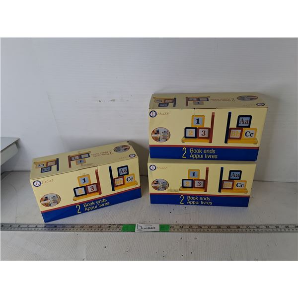 (3) Sets of Wooden Number & Alphabet Bookends
