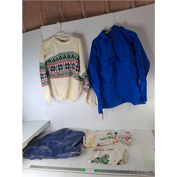 Adult Acrylic Sweater & Windbreaker-L, CFL Fabric Scraps, Misc.