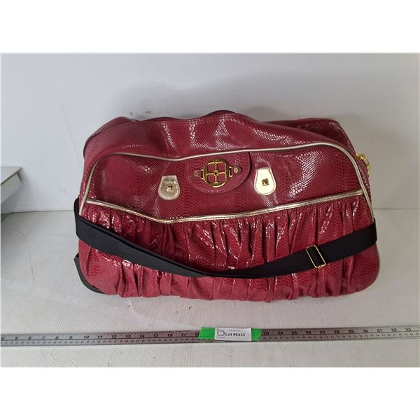 Iman Faux Croc-Skin Rolling Duffel bag