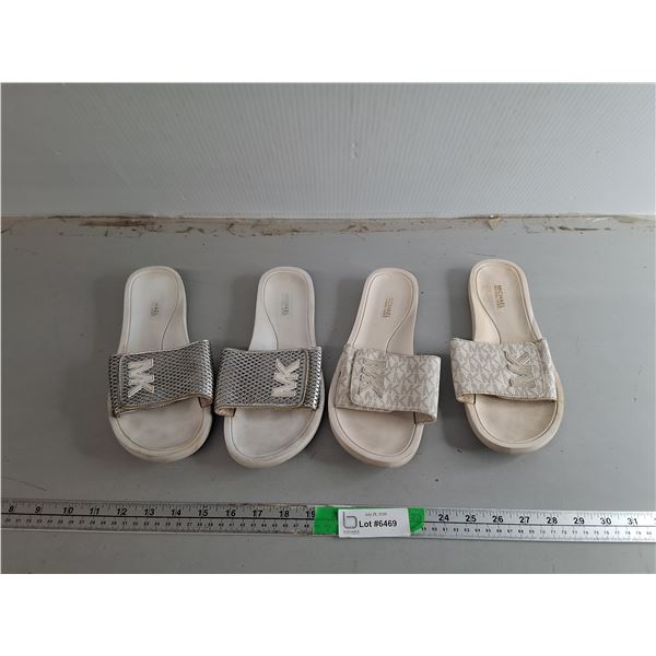 (2) Pairs of Women's Michael Kors Slide on Sandals Approx. 10" Sole