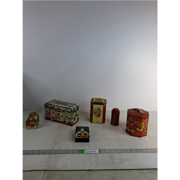 Variety of Vintage Tins (Up to 9"x4"x5")