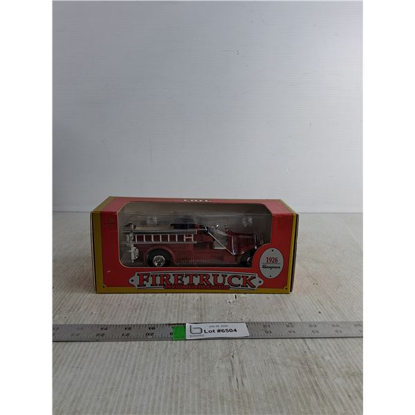 ERTL Firetruck Locking Coin Bank With Key 1926 Seagrave ( as is, cannot authenticate)