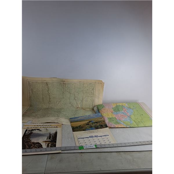 (2) World Maps, Vintage Canadian Calendar ( as is)