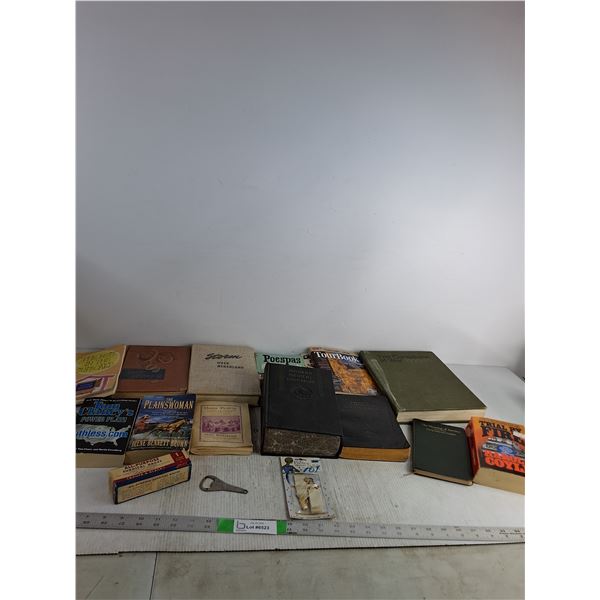 Bottle Opener, Various Books; Canadians At War, The Plainswoman, Storm, The Best In The Cupboard, Mi