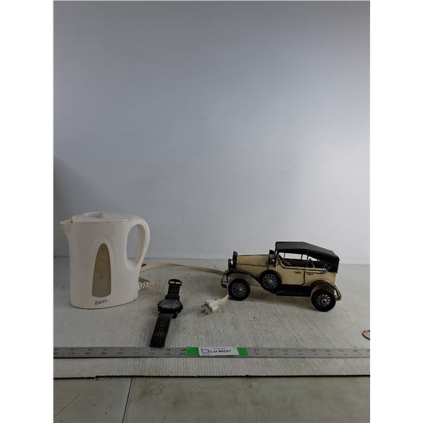 Watch, Vintage Model Car, Electric Kettle (powers on, as is)