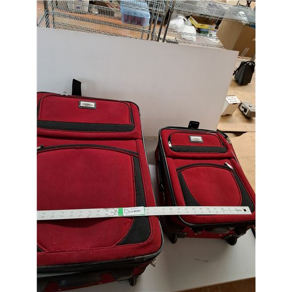 Ciao Red Suitcase & Carry On Up To 18"x28" ( cannot ship, as is)
