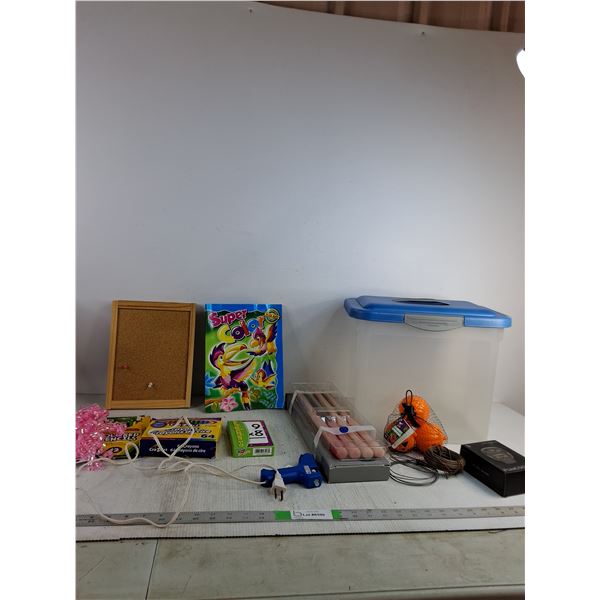 Bulletin Board, Coloring Book, Crayons, Hot Glue Gun, Misc