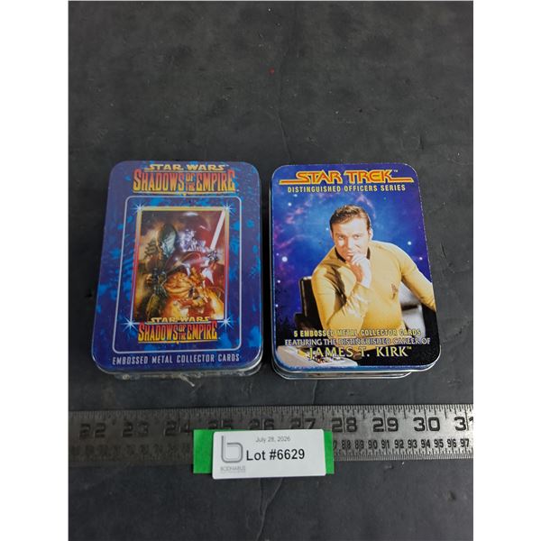 (2) Tins of Embossed Metal Collector Cards (Sealed Star Wars "Shadow of the Empire" & Star Trek)