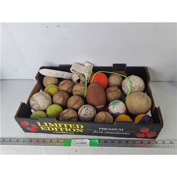 Flat of Sportsballs- Baseball, Tennis, Softball, Misc.