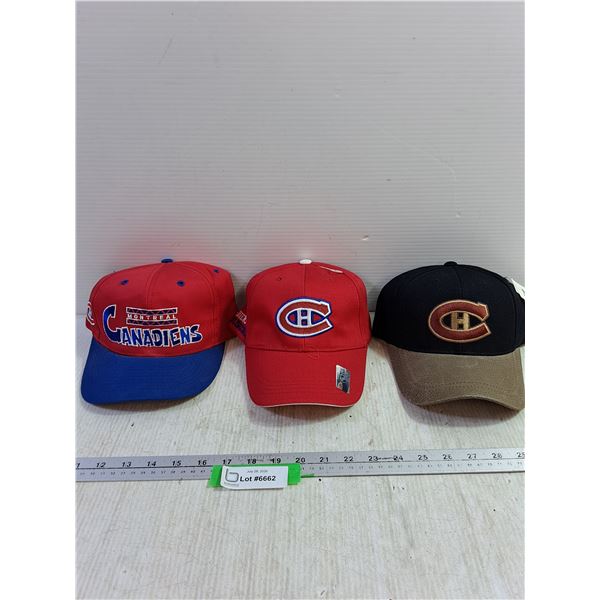Assorted Montreal Canadians Hats (3)