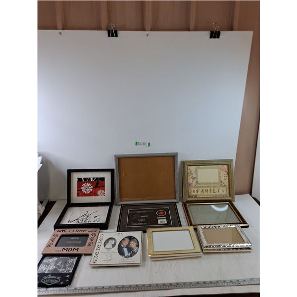 (12) Assorted Picture Frames and (1) Las Vegas Framed Souvenir