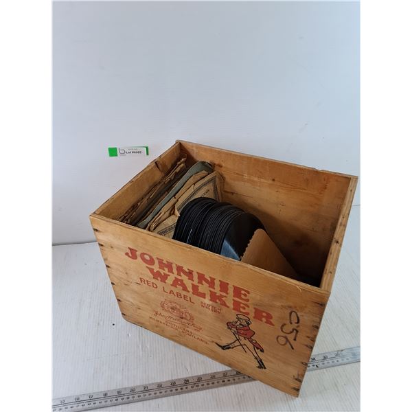 Crate of Assorted  Vinyl Records in Various Conditions