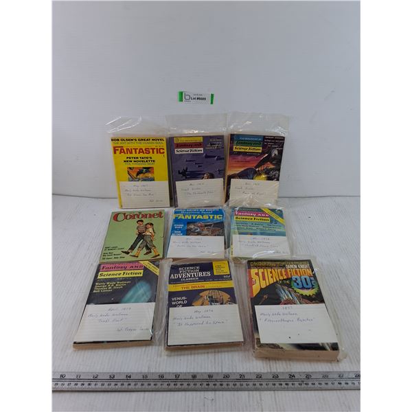 (9) Magazines, Magazines of Sci-Fi and Fantasy, Fantastic, Science Fiction Adventures, Coronet