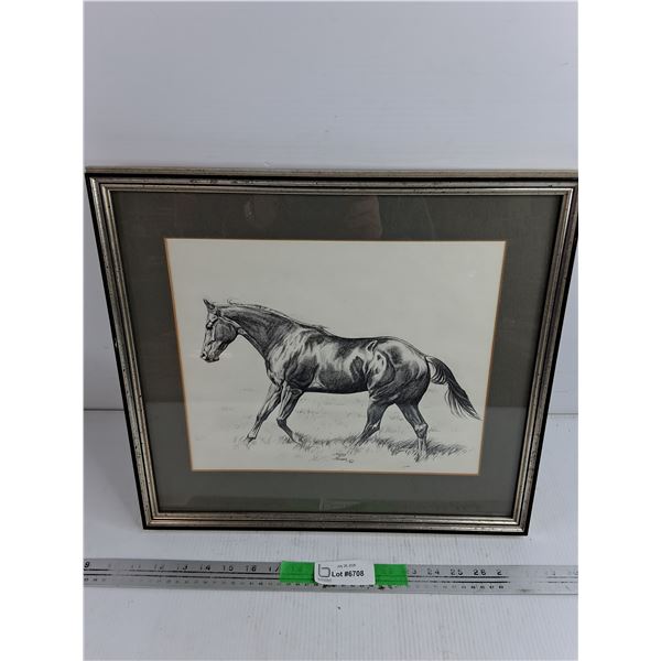 Framed Wall Horse Art Print 17" x 16"