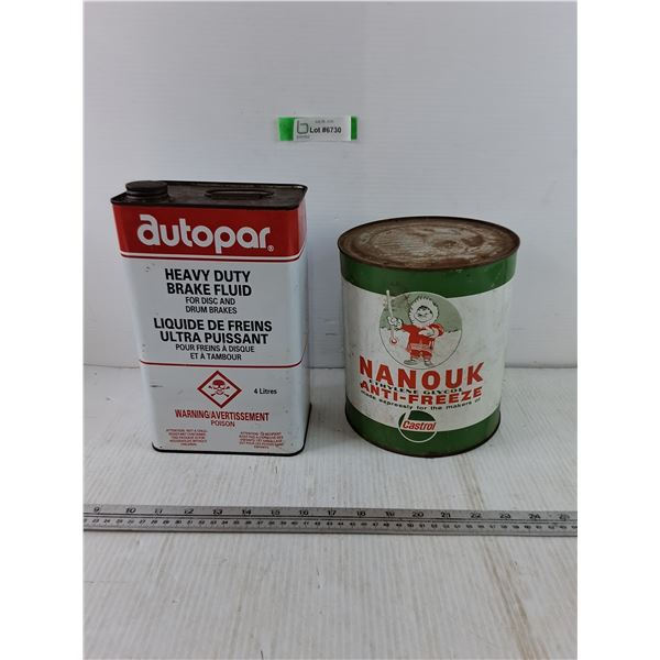 Autopar Heavy Duty Break Fluid and Nanouk Antifreeze Cans