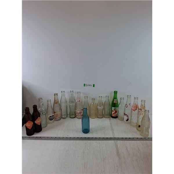 Assorted Vintage Glass Bottles, Pepsi-Cola, Coca Cola, Crush, 2-Way