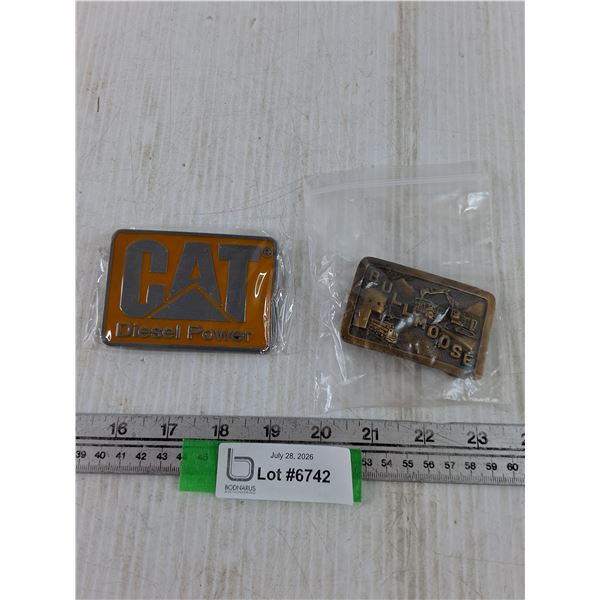 (2) Belt Buckles, CAT and CAT Bull Moose