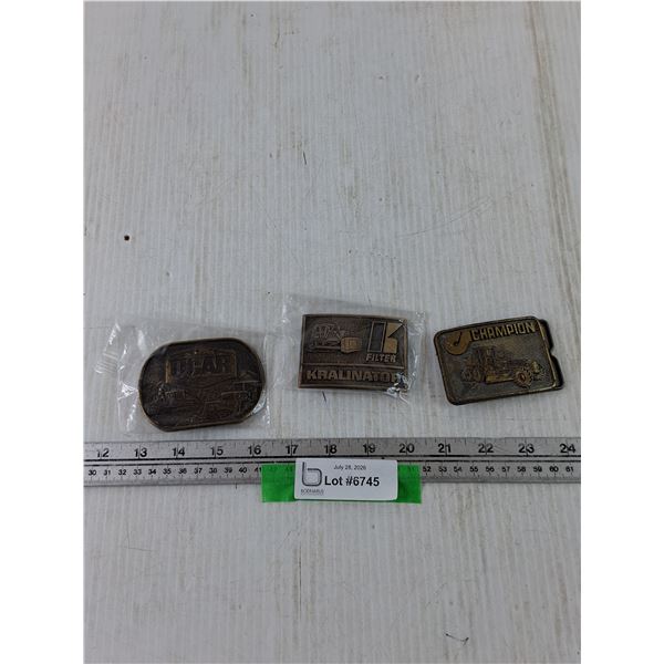 (3) Belt Buckles, UCAR, Brainstorm, Champion