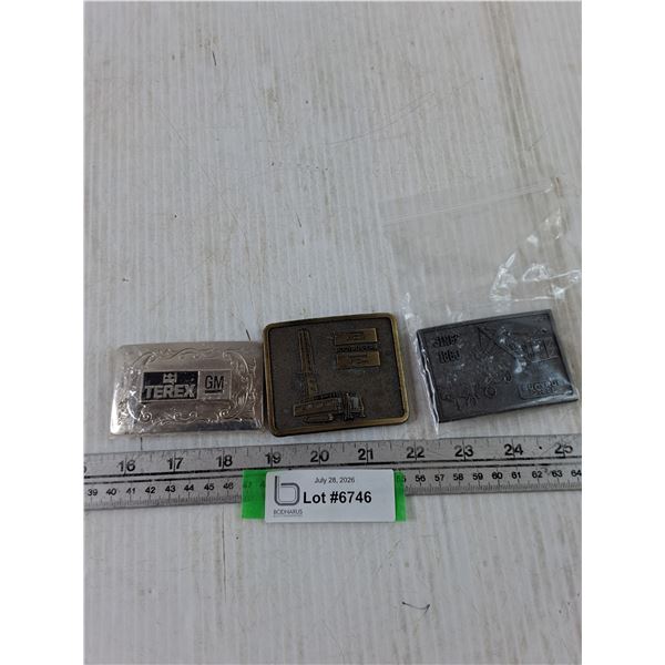 (3) Belt Buckles, Bucyrus-Crie, Terex GM