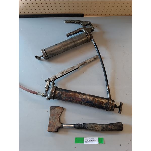Hatchet & (2) Grease Guns