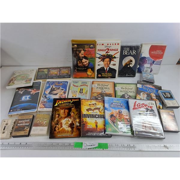 Assorted CDs & Tapes - Indiana Jones, Lassie, Jungle 2 Jungle