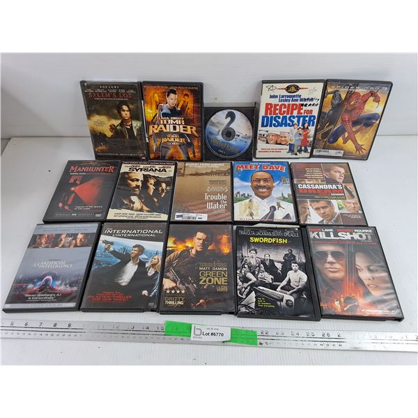 Assorted DVDs - Tomb Raider, Swordfish, Spider Man, Misc