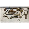 Image 1 : British Brass Tool Collection: Caliper, Rules, Squares, Die Set, Levels, Brace Drill, and More