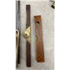 Image 6 : British Brass Tool Collection: Caliper, Rules, Squares, Die Set, Levels, Brace Drill, and More