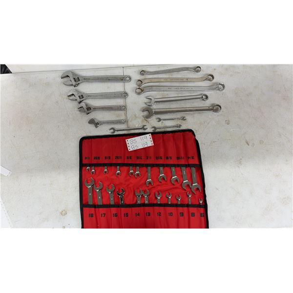 Stanley Crescent Wrenches, Gray Wrenches, and Combination Wrench Set, Imperial and Metric