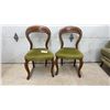 Image 1 : Pair of French Rococo Revival Style Side Chairs with Chartreuse Velvet Upholstery