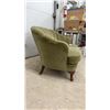 Image 5 : Vintage Art Deco Channel-Back Clamshell Loveseat in Olive Green Velvet, 32" H X 48" W