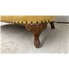 Image 2 : Vintage Gold Damask Shell-Back Loveseat with Carved Cabriole Legs and Nailhead Trim, 32 x 47"