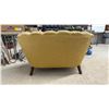 Image 5 : Vintage Gold Damask Shell-Back Loveseat with Carved Cabriole Legs and Nailhead Trim, 32 x 47"