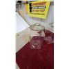 Image 2 : Set of Four Clear Glass Square-Base Store Canisters with Metal Lids and Finial Knobs