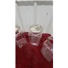 Image 4 : Set of Four Clear Glass Square-Base Store Canisters with Metal Lids and Finial Knobs