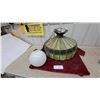 Image 1 : Tiffany-Style Stained Glass Pendant Lamp and White Glass Globe