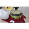 Image 3 : Tiffany-Style Stained Glass Pendant Lamp and White Glass Globe