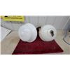 Image 1 : Two Vintage Opalescent Glass Ceiling Light Fixtures with Metal Fittings and More